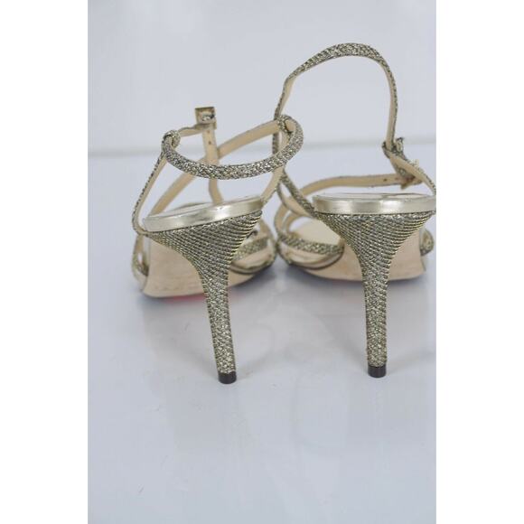Jimmy Choo Gold Glitter Lame Elaine Strappy Sandals Size 36.5 High heels $595 - Picture 3 of 12